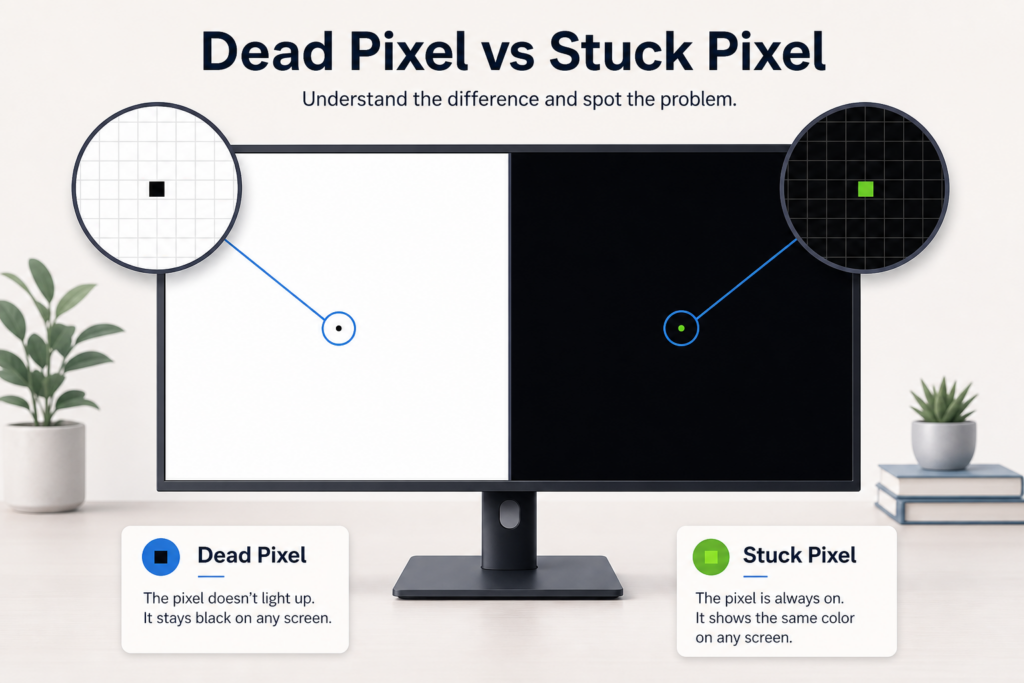 Dead pixel vs stuck pixel