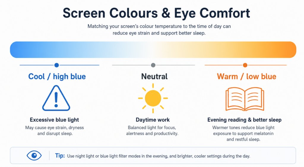 Which screen colour is good for eyes