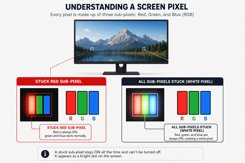 stuck pixel and sub-pixel
